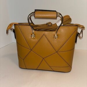 Geometric Tan Handbag NWOT